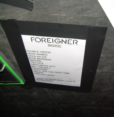 Set list, Foreigner.